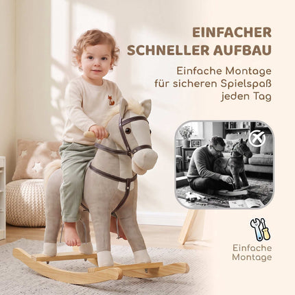 Toddler Rocking Horse with Sounds and Safety Handles, 12–36 Months, Grey