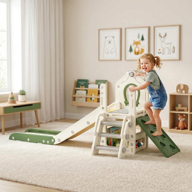 Kleinkinderrutsche 5-in-1, faltbarer Kletterer mit Basketballkorb, 1-3 Jahre