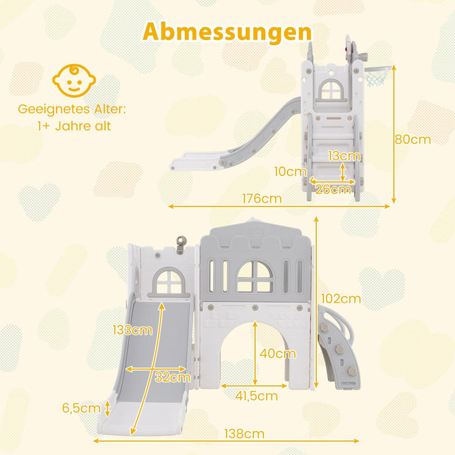 Kleinkinderrutsche 9-in-1 Spielset mit Basketball & Tunnel