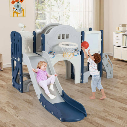 Toddler Slide & Climber Playset with Basketball Hoop