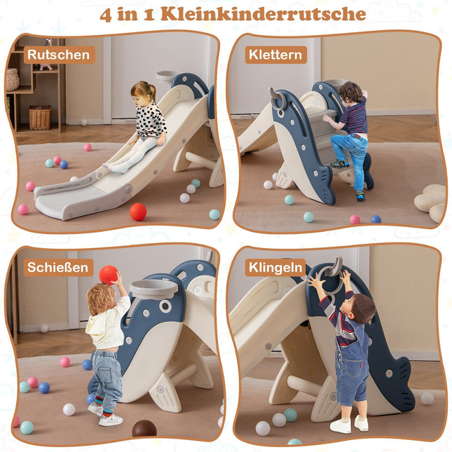 Kleinkinderrutsche mit Basketballkorb und Ringwurfspiel, klappbar