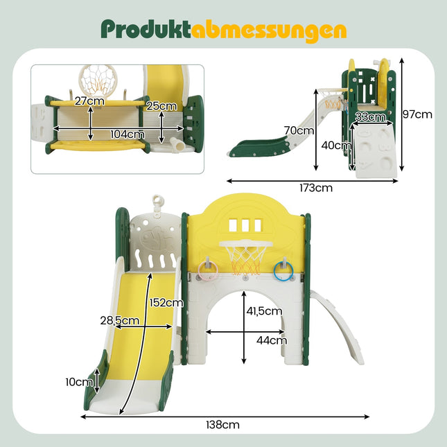 Kleinkind-Rutschbahn-Set mit Klettergerüst & Tunnel – 9-in-1 Indoor-Spielplatz