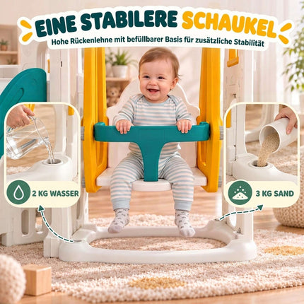 Toddler Slide and Swing Set 11-in-1 with Playhouse, Tunnel, Basketball Hoop