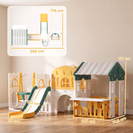 Toddler Slide and Swing Set 11-in-1 with Playhouse, Tunnel, Basketball Hoop