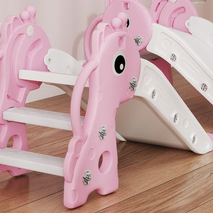 Kleinkinderrutsche mit Basketballkorb, Giraffendesign, Pink