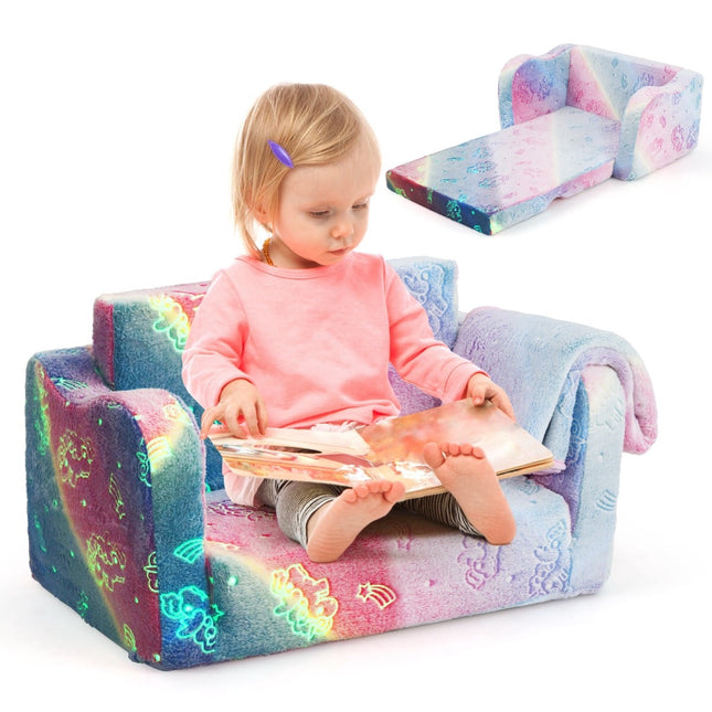 Toddler Sofa Bed with Blanket – Rainbow Design