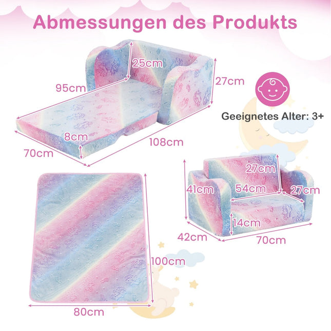 Toddler Sofa Bed with Blanket – Rainbow Design