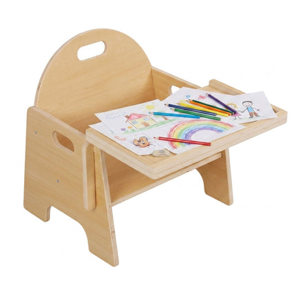Toddler Stool with Table Attachment, Natural Wood