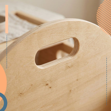 Toddler Stool with Table Attachment, Natural Wood