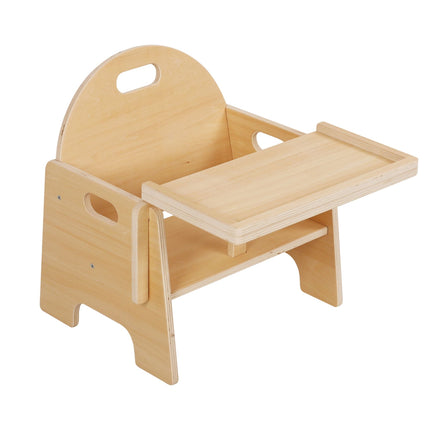 Toddler Stool with Table Attachment, Natural Wood