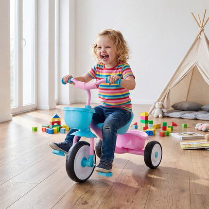 Toddler Tricycle 2–5 Years, Adjustable Seat, Basket