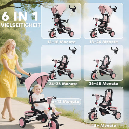 Kleinkind-Dreirad, 6-in-1, verstellbarer Sitz, faltbar