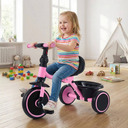 Toddler Tricycle, Folding, Adjustable Seat, Basket 2-5