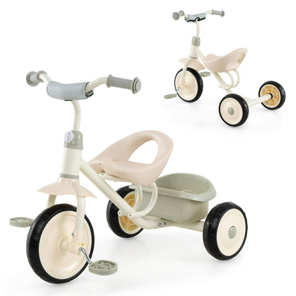 Toddler Tricycle with Removable Rear Basket for Ages 2-5, Green, 25 kg