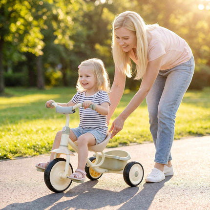 Toddler Tricycle with Removable Rear Basket for Ages 2-5, Green, 25 kg
