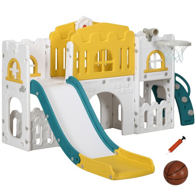 Kleinkind-Spielplatzrutsche 7-in-1 mit Klettergerüst und Bogen