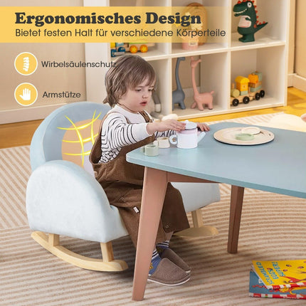 Toddler rocking chair children's upholstered rocker with solid rubber tree frame 50 x 46 x 45 cm blue