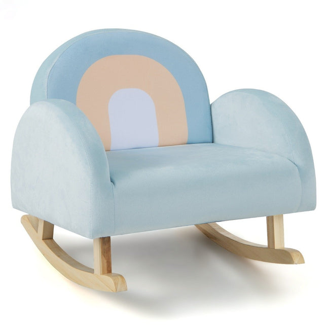 Kleinkinderschaukelstuhl Kinder-Polsterwippe mit Vollgummibaumgestell 50 x 46 x 45 cm blau