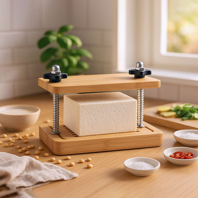 Tofu Press, Bamboo & Stainless Steel, Adjustable