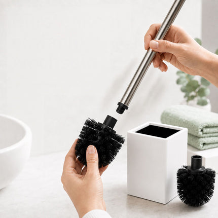 Toilet Brush & Holder Set, Bamboo & Stainless Steel