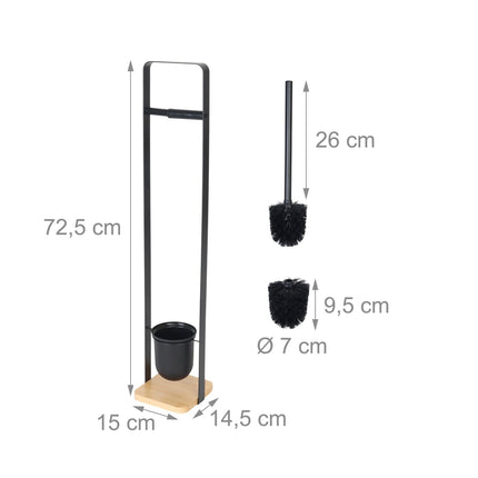 Toilet Brush and Paper Holder with Bamboo Base