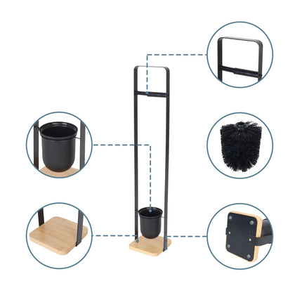 Toilet Brush and Paper Holder with Bamboo Base