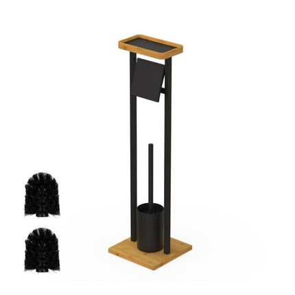 WC-Bürste und Rollenhalter-Set mit Bambusablage