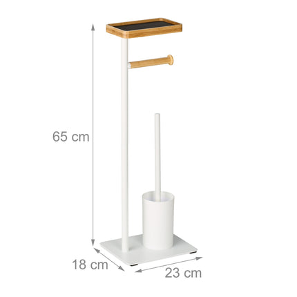Toilet Brush and Roll Holder with Shelf