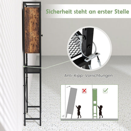 Toiletkast met dubbele deur Badkamerplank Wasmachineplank 60 x 24 x 172 cm Bruin