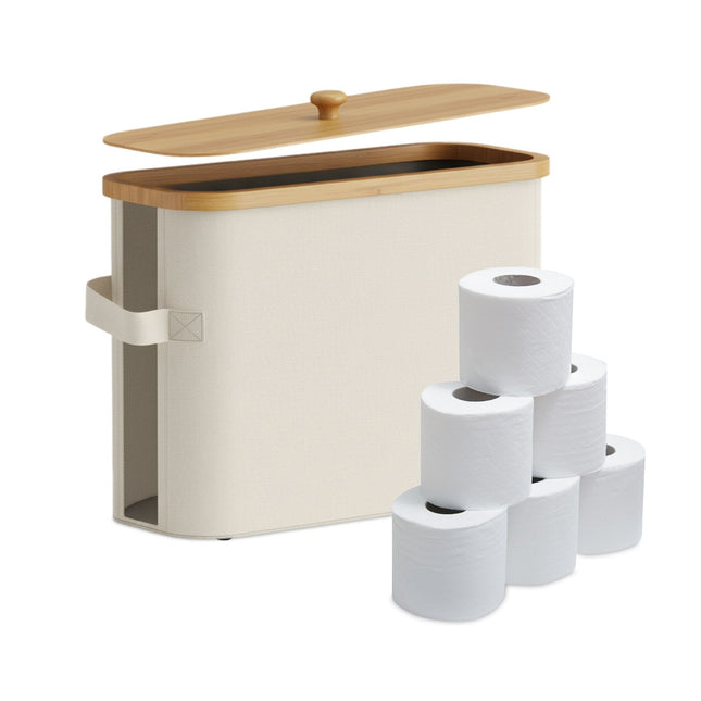Toilettenpapierhalter, Stoff mit Bambusdeckel, 12 Rollen