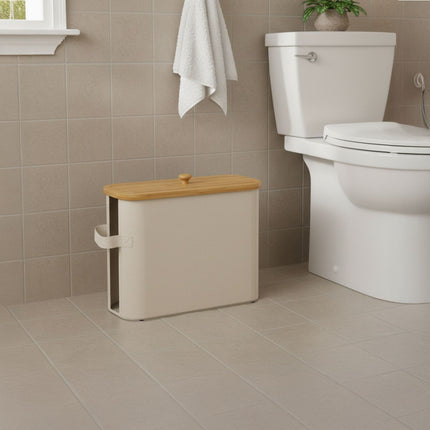 Toilettenpapierhalter, Stoff mit Bambusdeckel, 12 Rollen