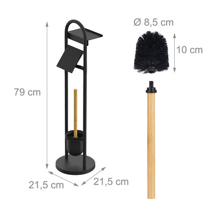 Toilettenpapierhalter mit Ablage – Metall und Bambus