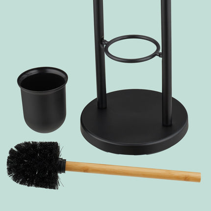 Toilettenpapierhalter mit Ablage – Metall und Bambus