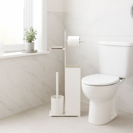Toilet Paper Holder with Spare Roll and Brush Stand