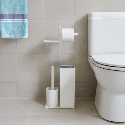 Toilet Paper Holder with Spare Roll and Brush Stand
