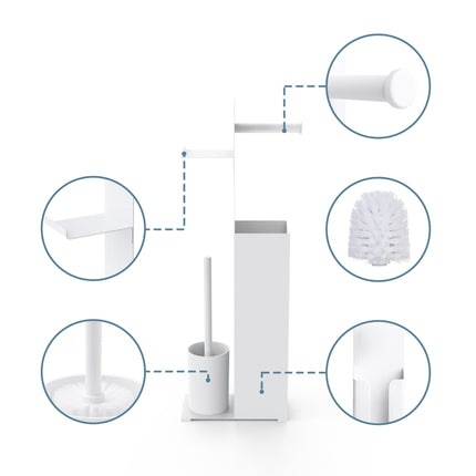 Toilet Paper Holder with Spare Roll and Brush Stand