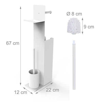 Toilet Paper Holder with Spare Roll and Brush Stand