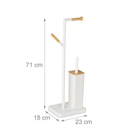 Toilettenpapierhalter & Bürstengarnitur, Bambus & Stahl