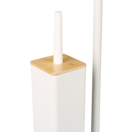 Toilettenpapierhalter & Bürstengarnitur, Bambus & Stahl