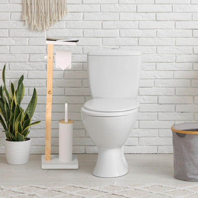 Toilettenpapierhalter- & Bürstenset mit Ablage
