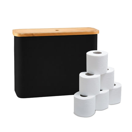 Toilet Roll Holder, Fabric and Bamboo, Holds 12 Rolls
