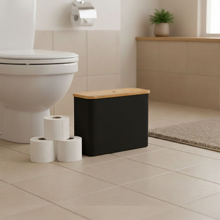 Toilet Roll Holder, Fabric and Bamboo, Holds 12 Rolls