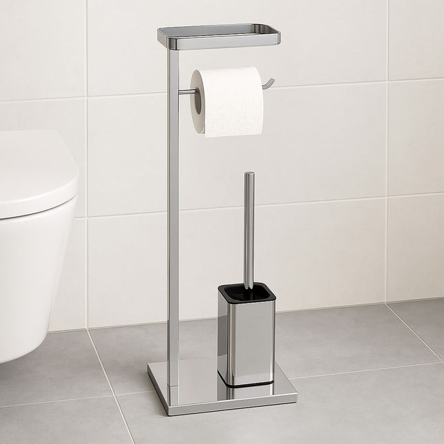 Toilettenpapierhalter-Set mit Bürste und Ablage