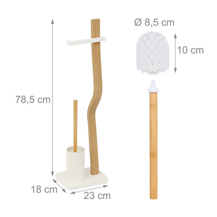 Toilettenpapierhalter und Bürstengarnitur, Holz und Metall