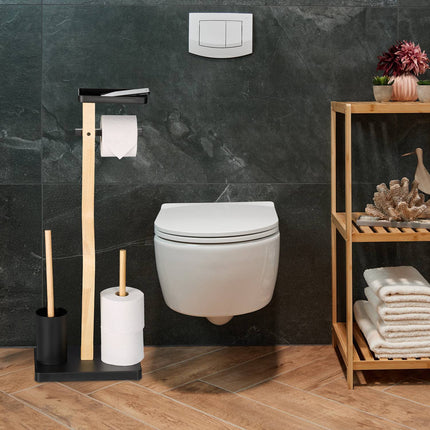 Toilettenpapierhalter- und Bürstenset mit Ablage