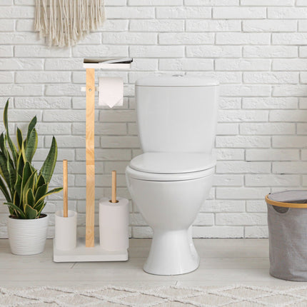 Toilettenpapierhalter- und Bürstenset mit Ablage