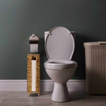 Toilet Roll Holder for 4 Rolls, Water Hyacinth Woven