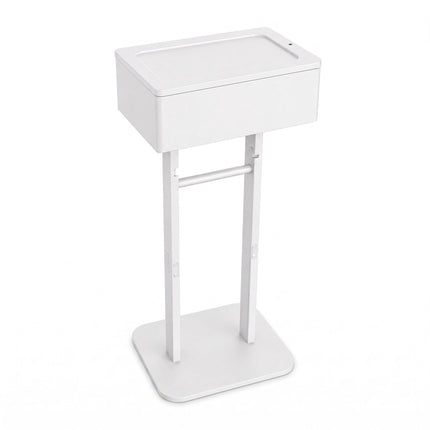 Toilet Roll Holder with Storage Shelf – White, Bamboo