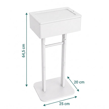 Toilet Roll Holder with Storage Shelf – White, Bamboo