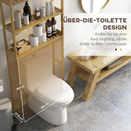 Badezimmerregal auf 3 Ebenen aus Bambus mit Kippschutz